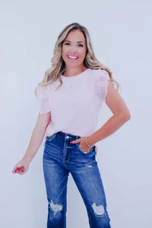 Beaded Bliss Ruffle Shoulder Top - 4 Colors