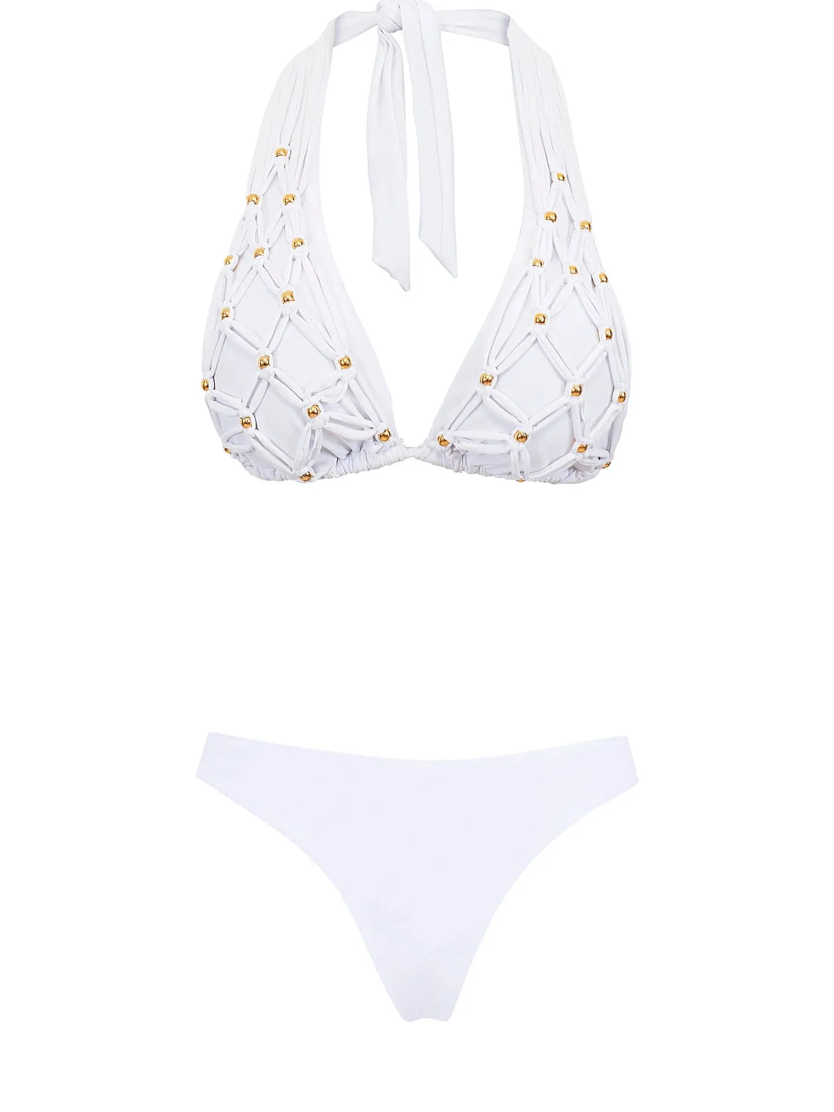 Beaded Brynn Halter-Basic Ruched Bikini
