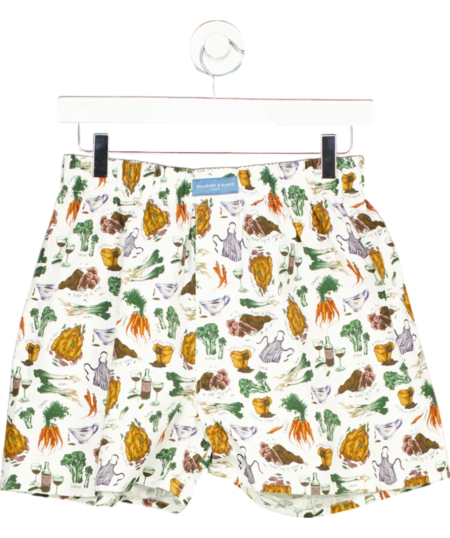 Beaufort & Blake White Veg Boxer Shorts UK S