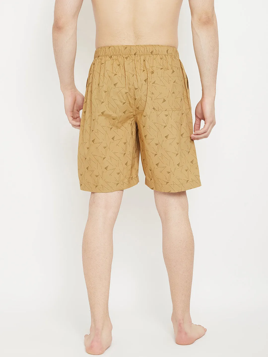 Beige Printed Lounge Shorts