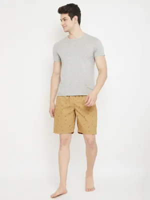 Beige Printed Lounge Shorts