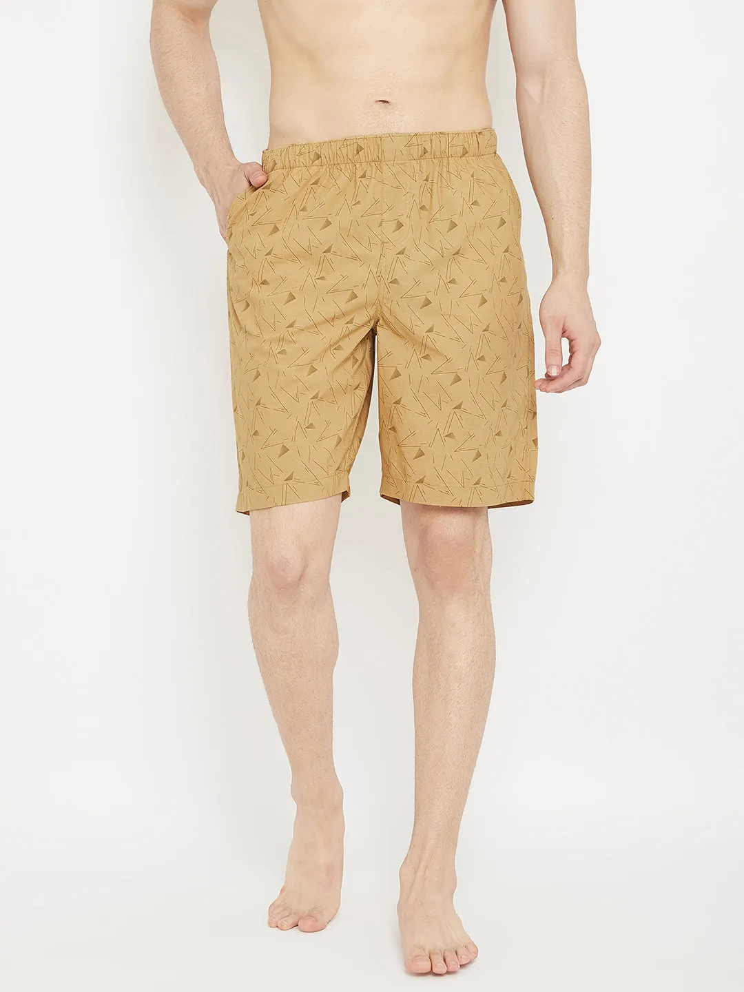 Beige Printed Lounge Shorts