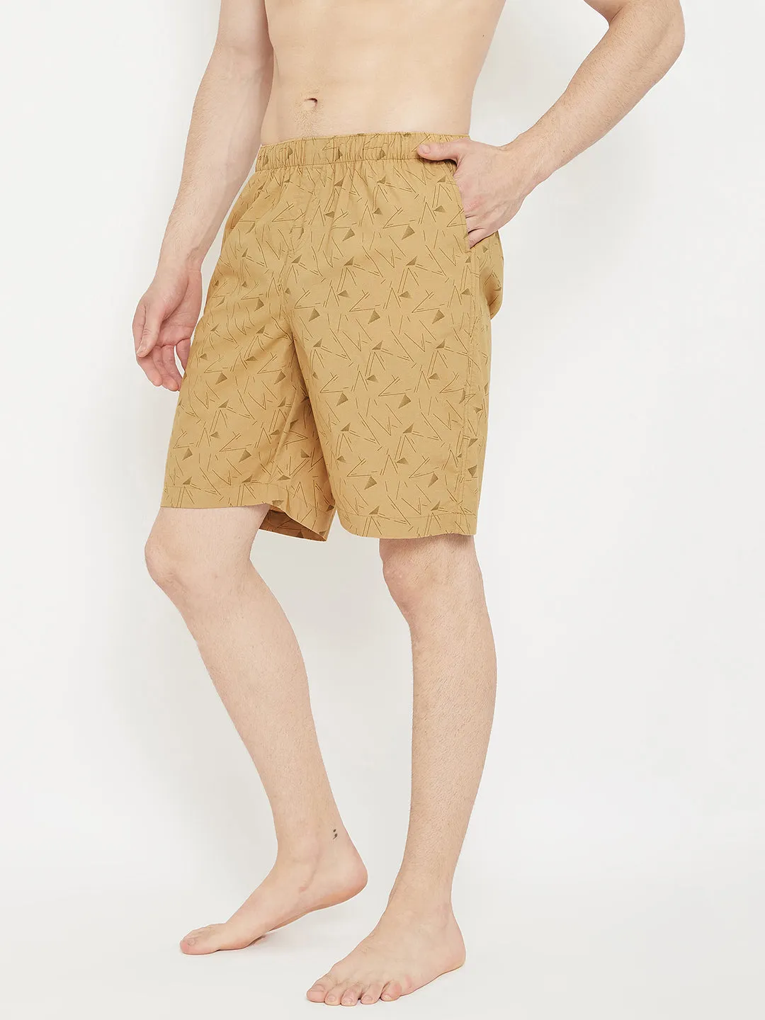 Beige Printed Lounge Shorts