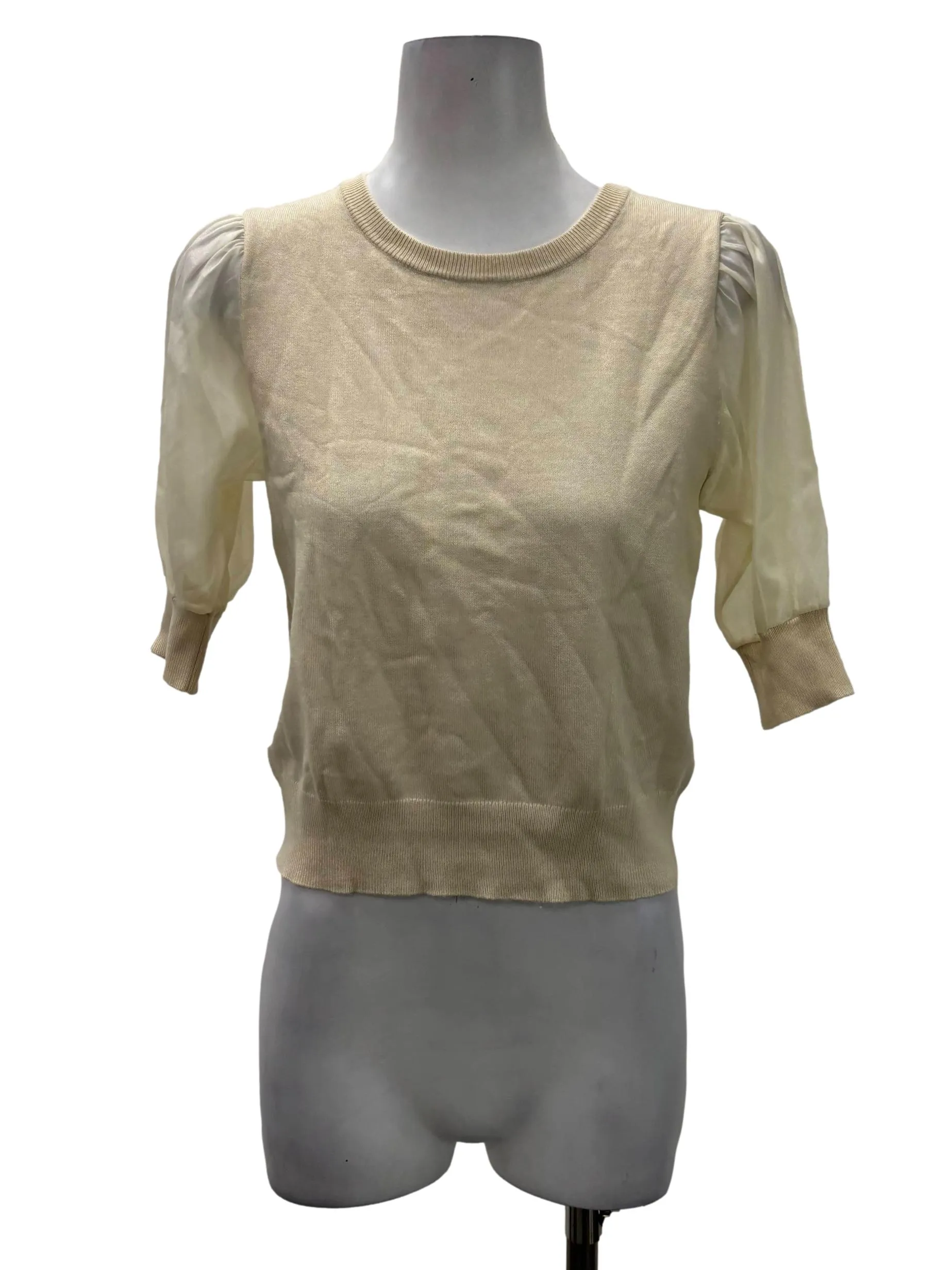 Beige Roundneck Knit Top