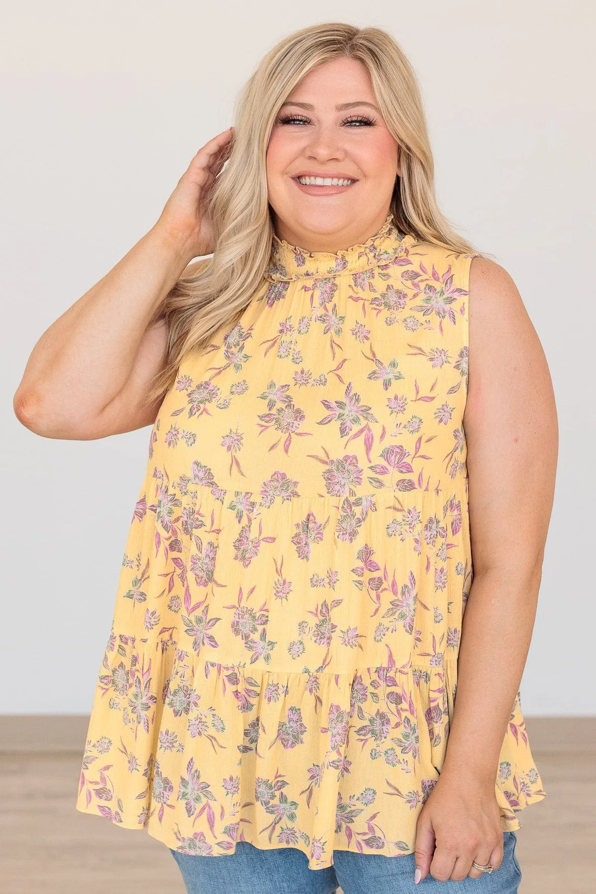 Better Every Time High-Neck Blouse- Yellow
