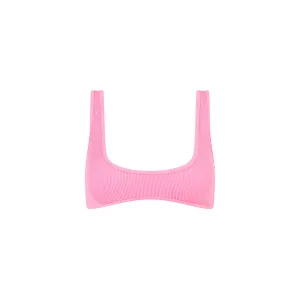 Bind Slim Scoop Bikini Top - Taffy Pink Ribbed
