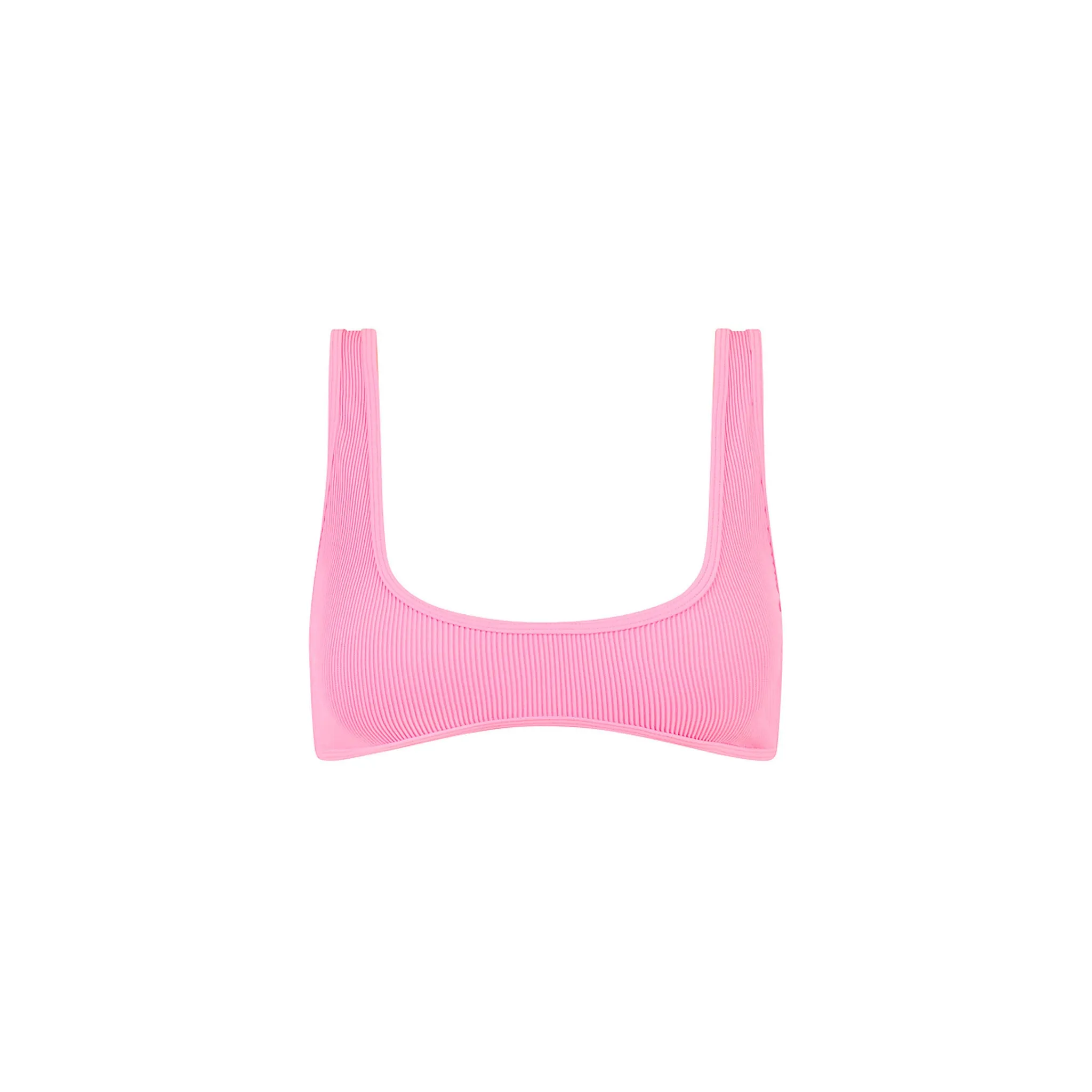 Bind Slim Scoop Bikini Top - Taffy Pink Ribbed