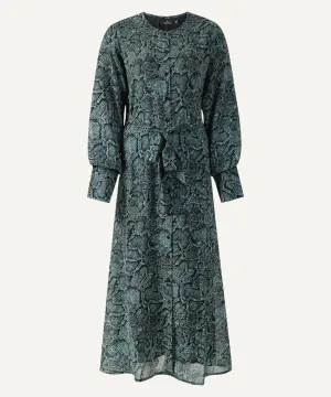 Bishop Sleeve Printed Button Down Chiffon Dress