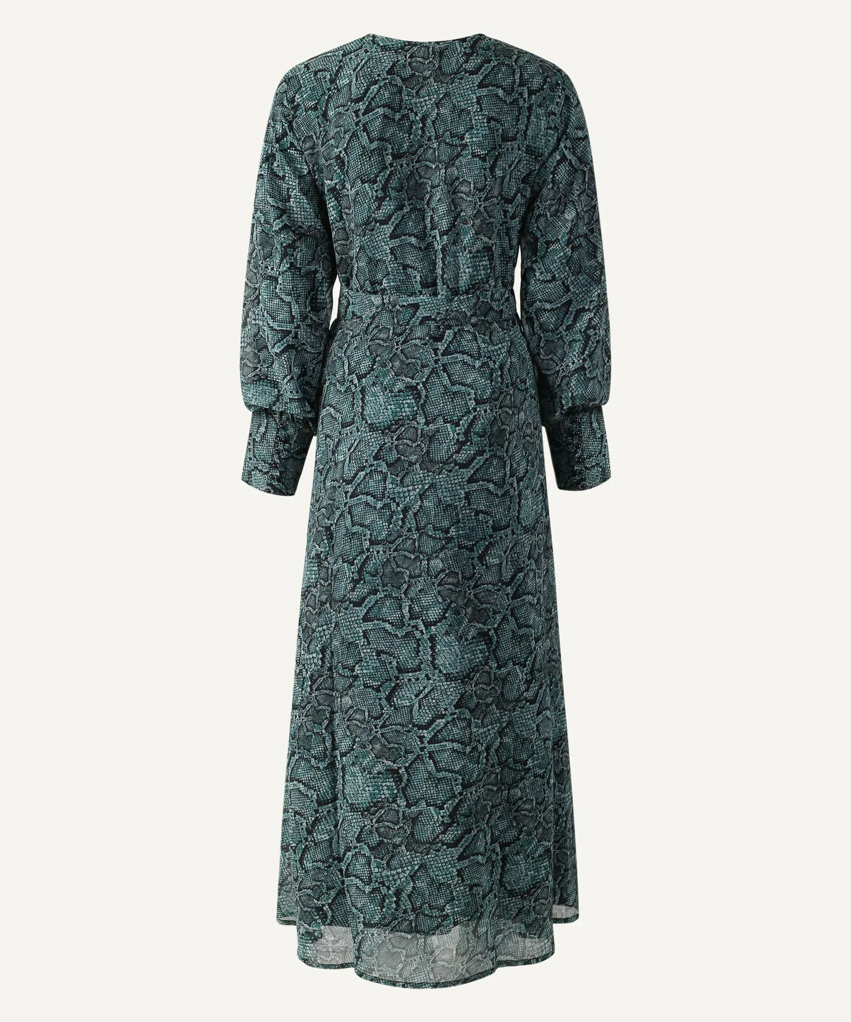 Bishop Sleeve Printed Button Down Chiffon Dress