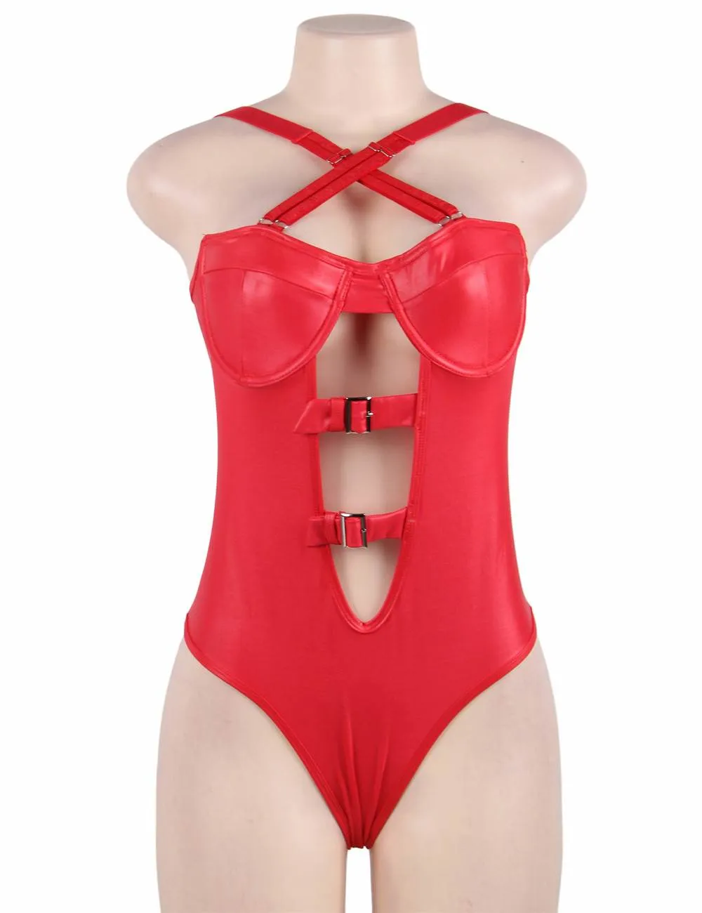 Black & Red Leather Women Sexy Teddy Lingerie Egypt