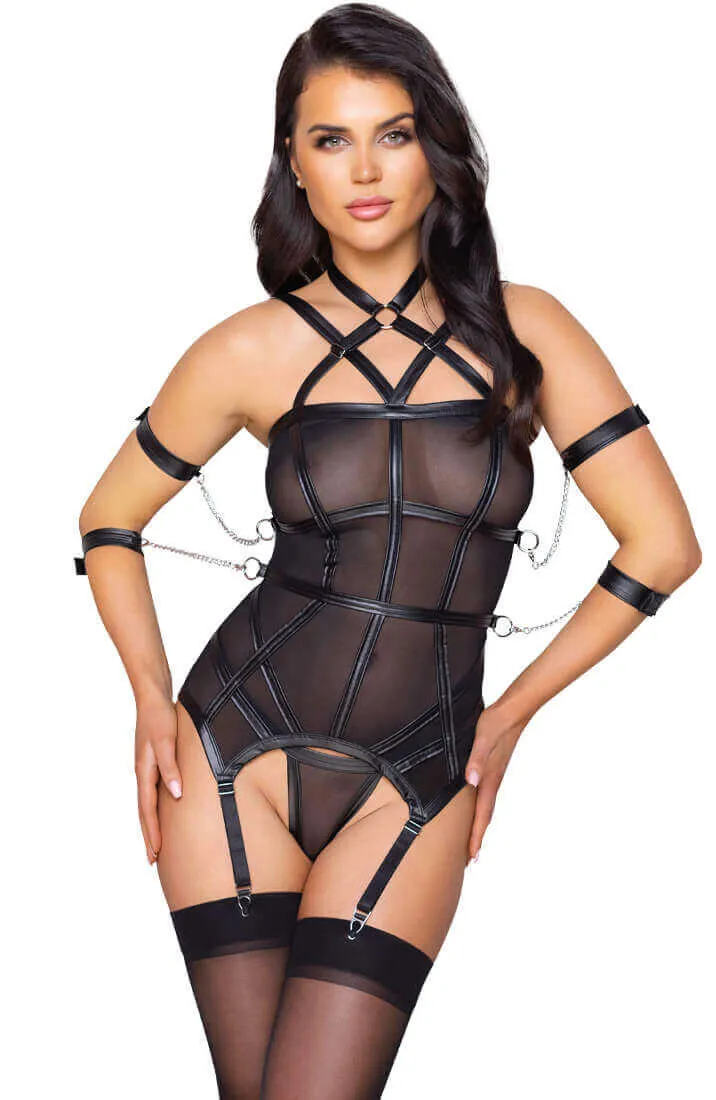 Black bustier with restraints - Intimate Engaging