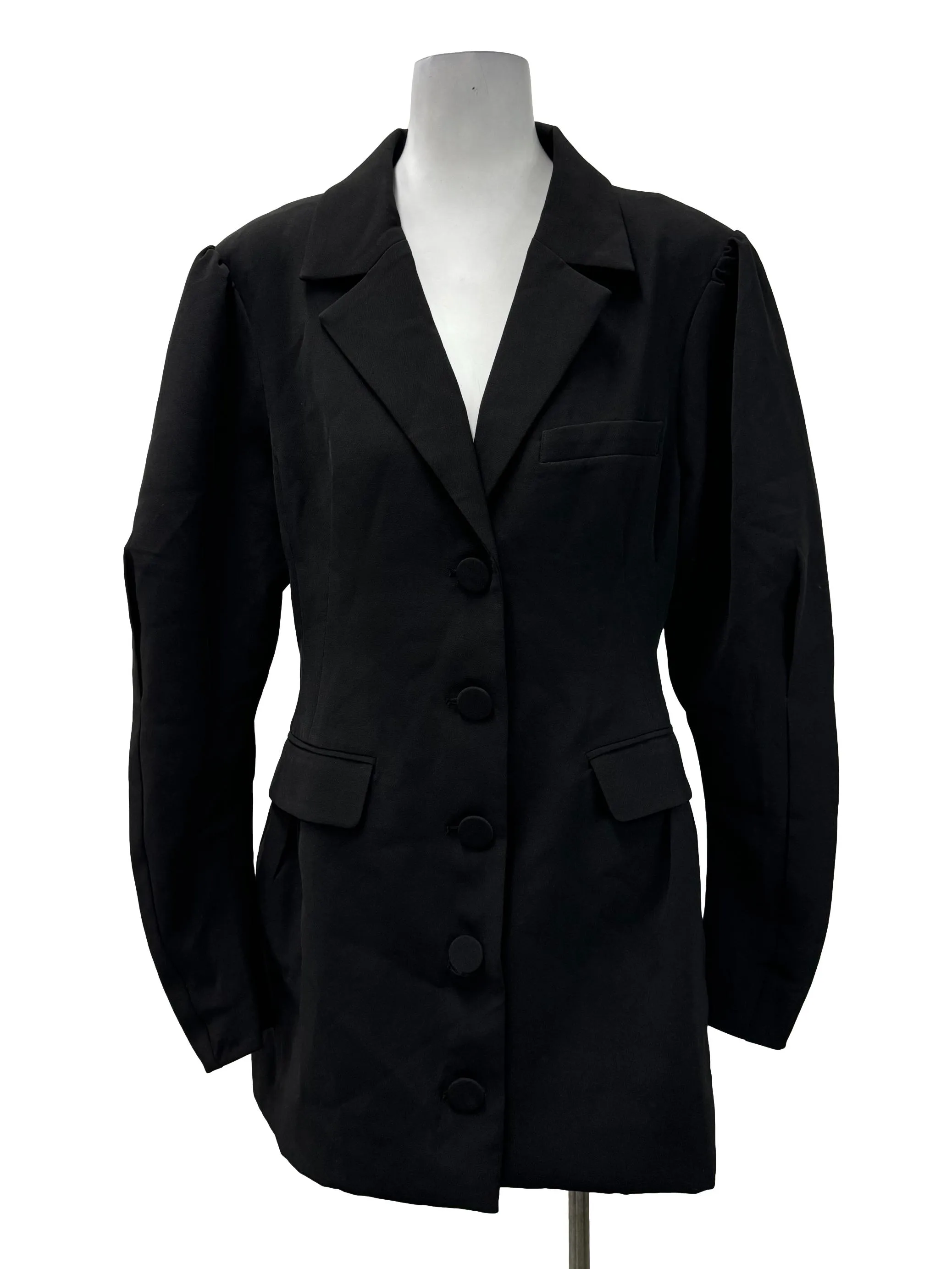 Black Button Fitted Coat