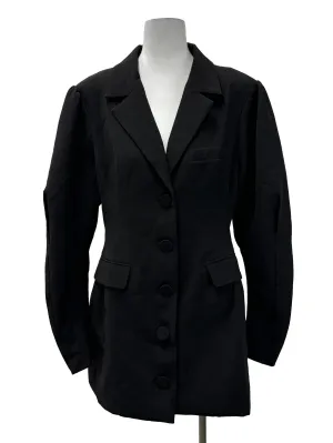 Black Button Fitted Coat