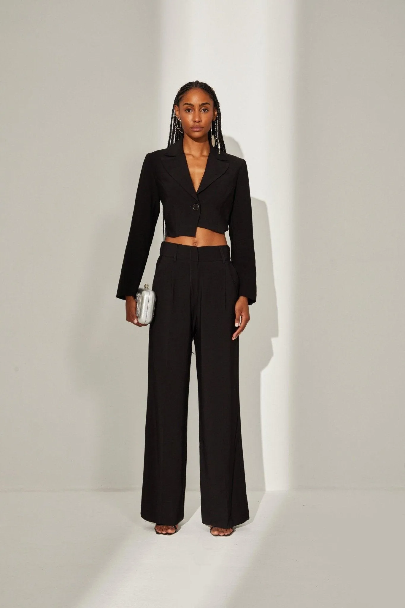 Black Crop Asymmetric Blaze & Pants