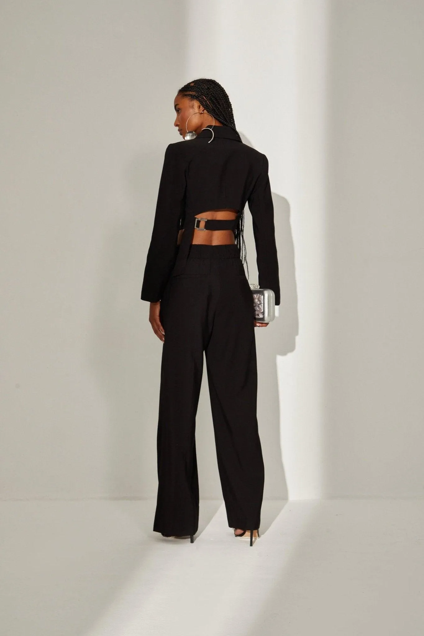 Black Crop Asymmetric Blaze & Pants