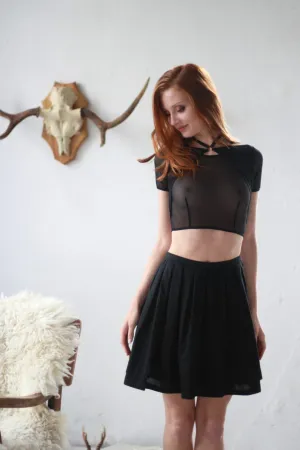 Black Mesh Choker Crop Top