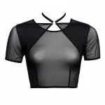 Black Mesh Choker Crop Top