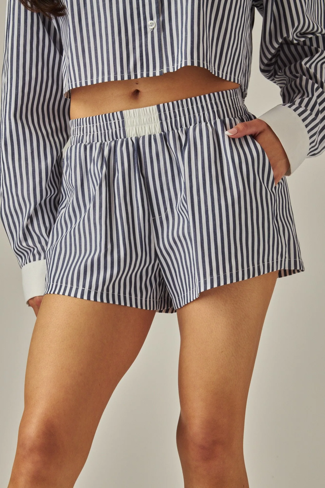 Black Pinstripe Boxer Shorts 3/4/25 9667