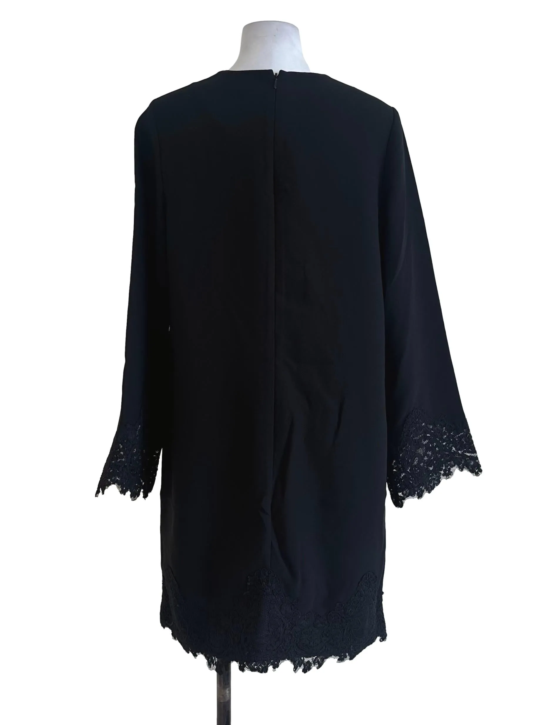 Black Plain Lace Border Long Top