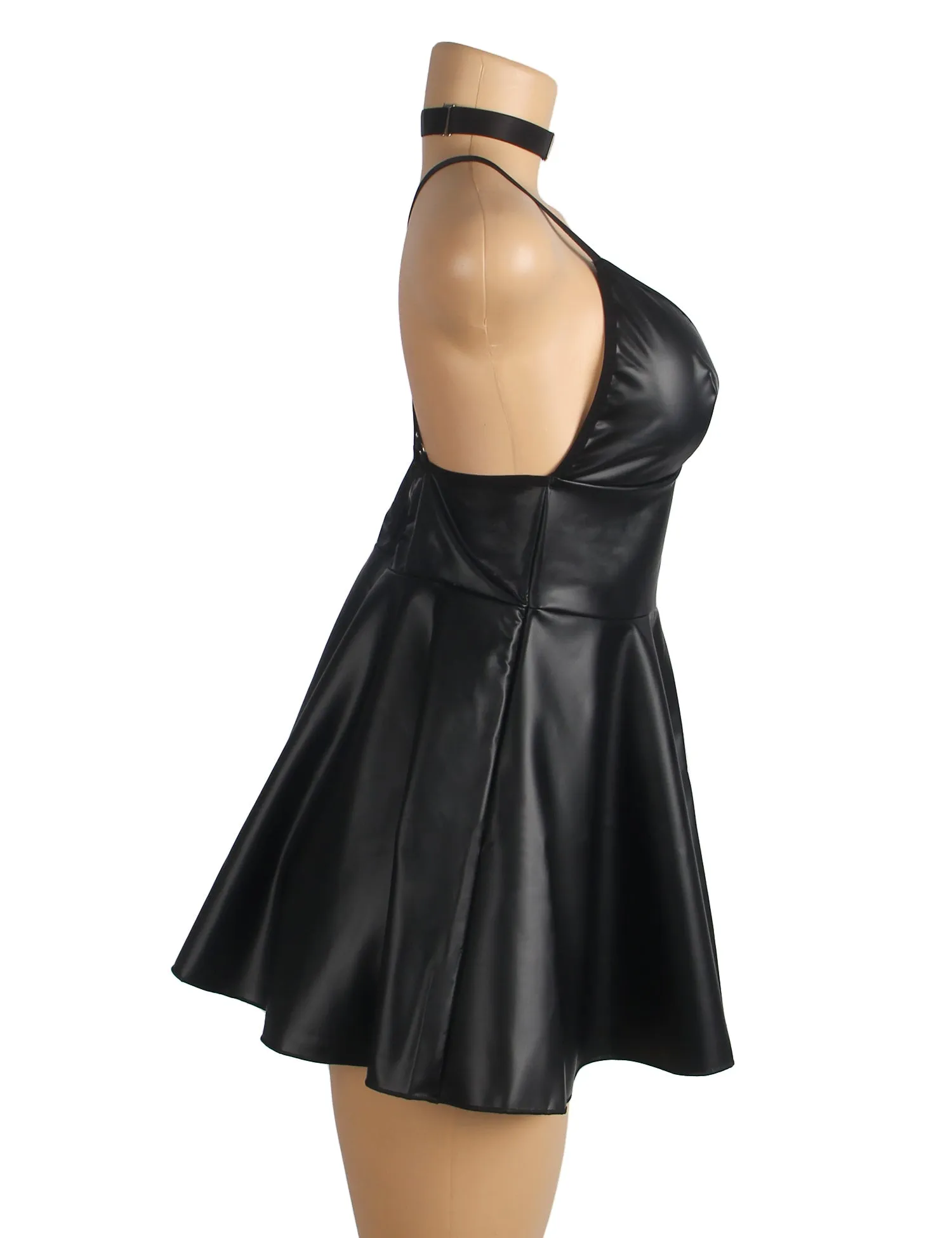 Black PU leather Suspender Sexy Nightdress Egypt