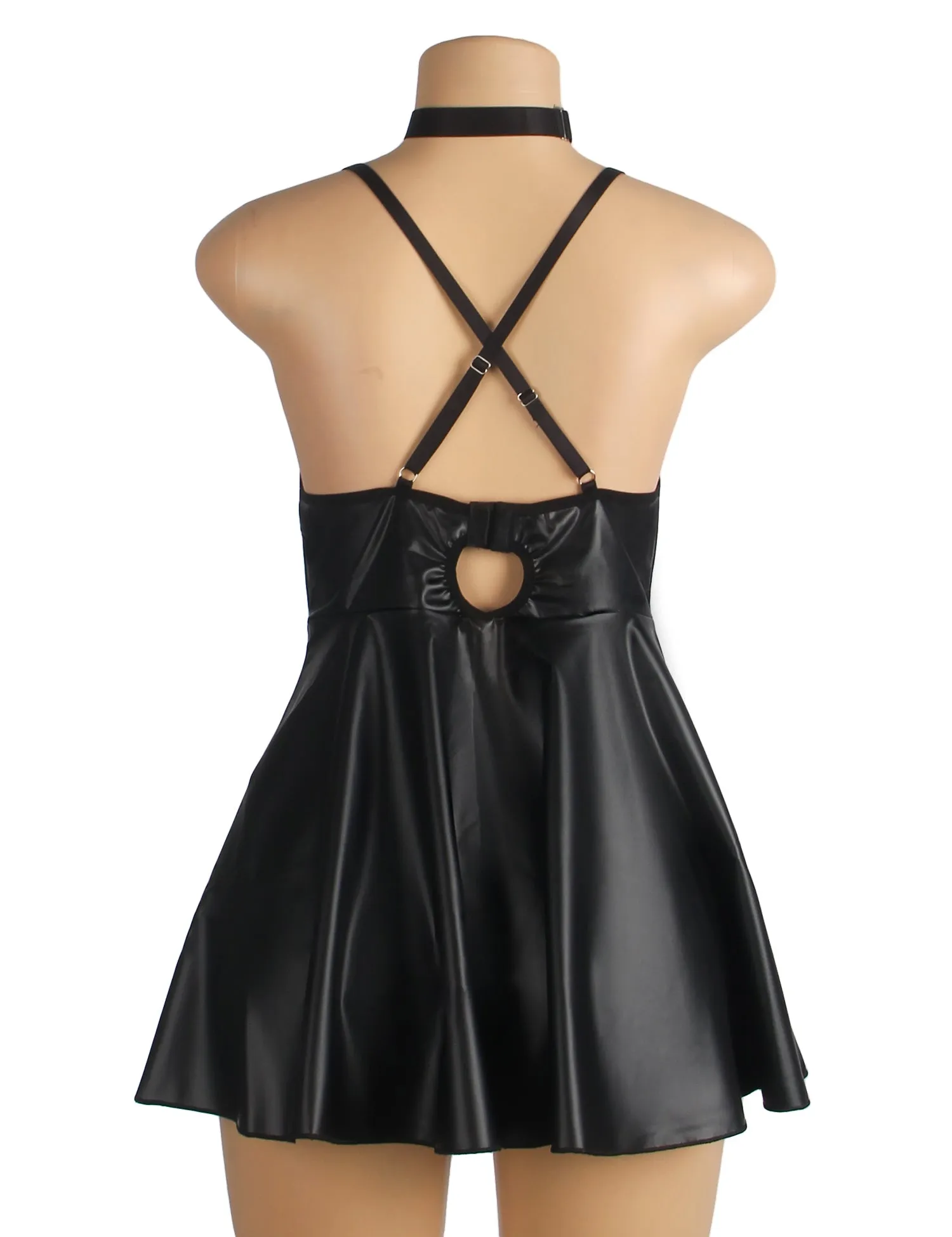 Black PU leather Suspender Sexy Nightdress Egypt