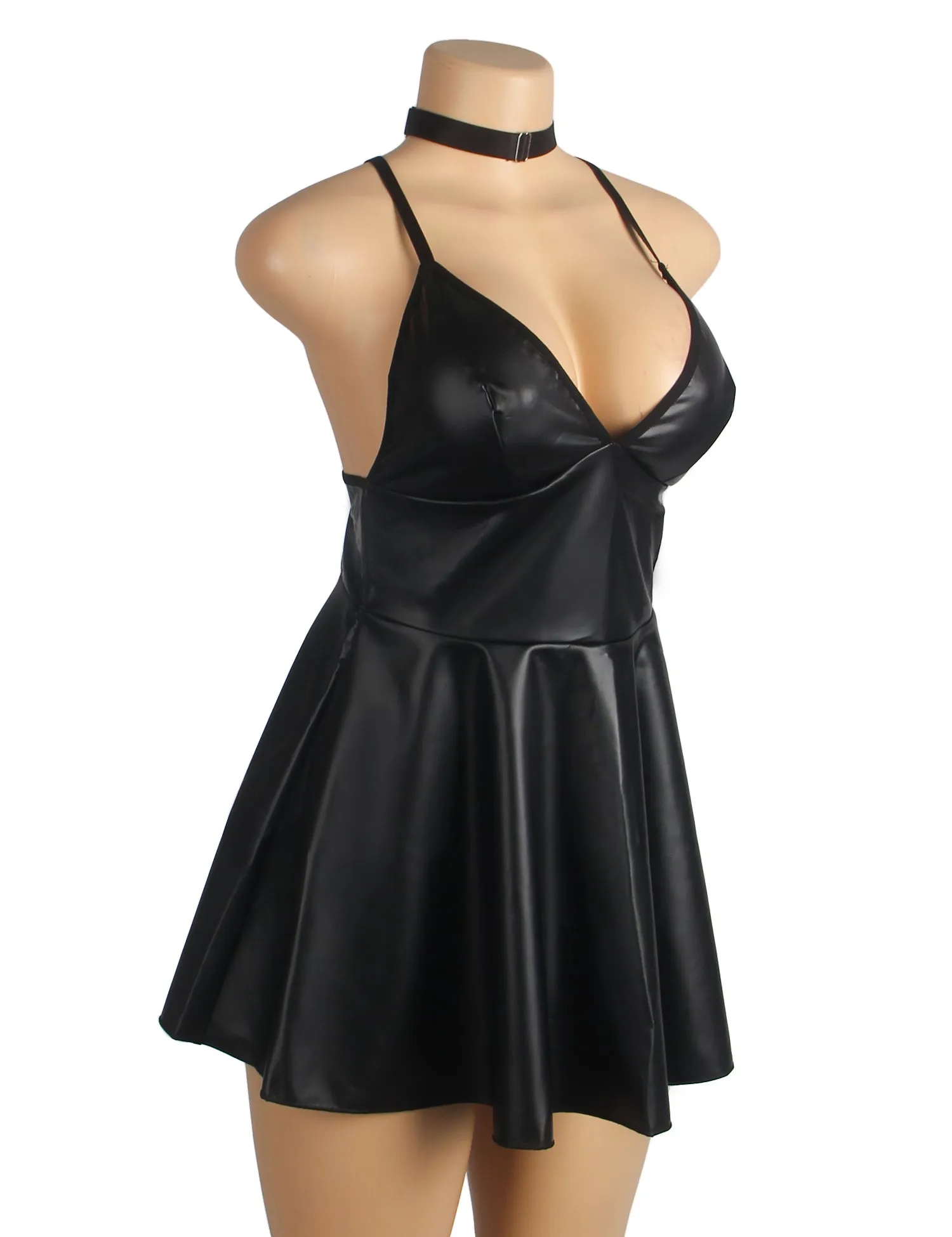 Black PU leather Suspender Sexy Nightdress Egypt
