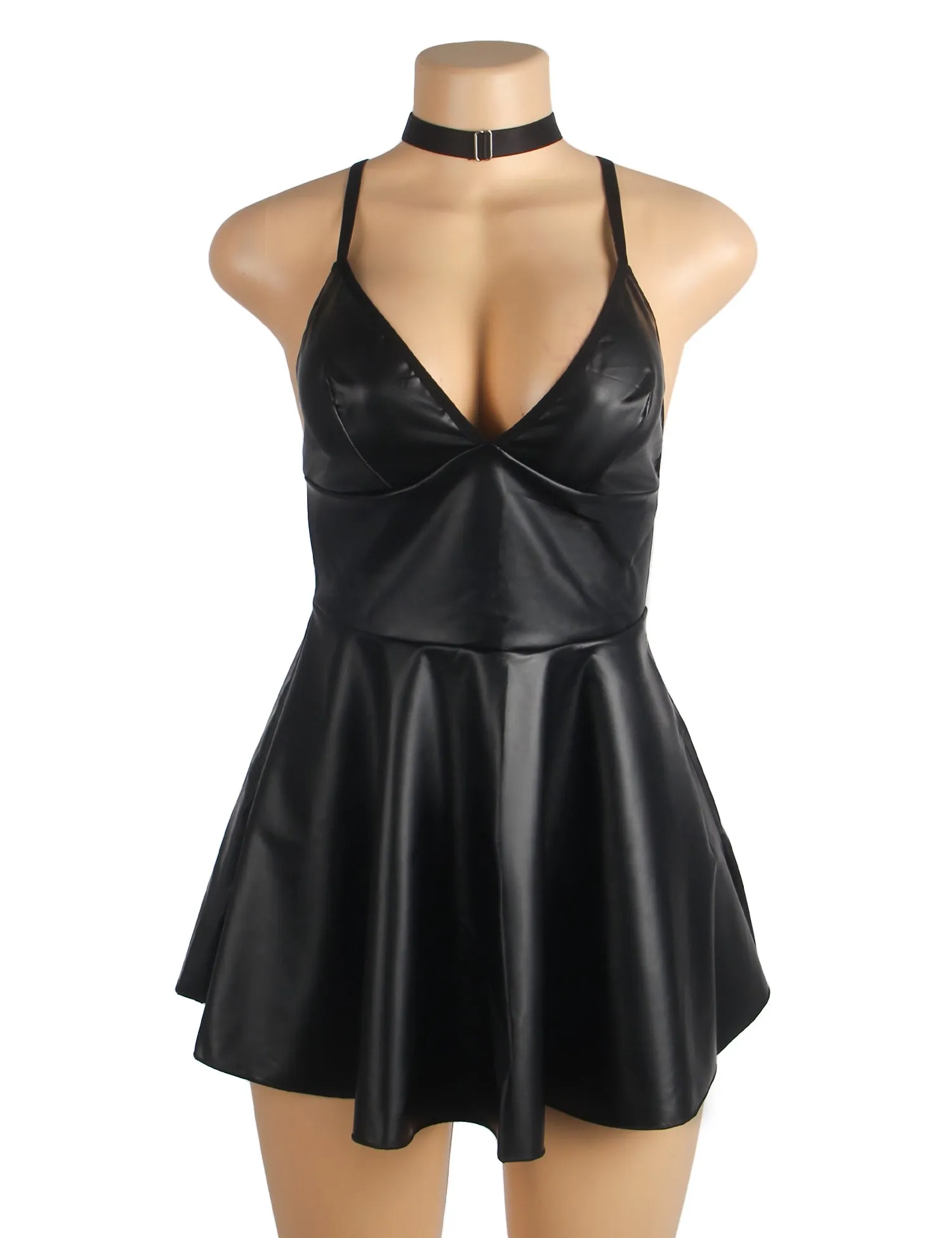 Black PU leather Suspender Sexy Nightdress Egypt