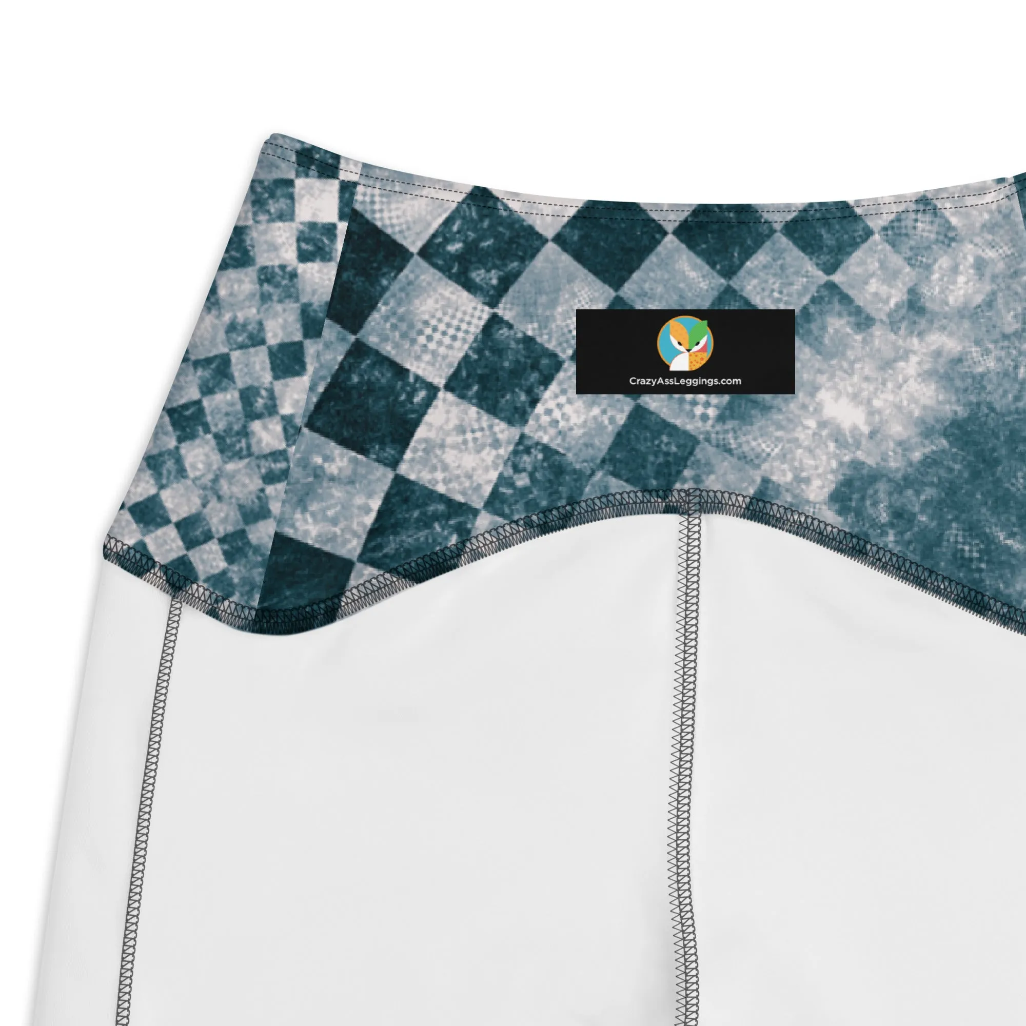 Black Teal Checks Explosion Leggings w pockets