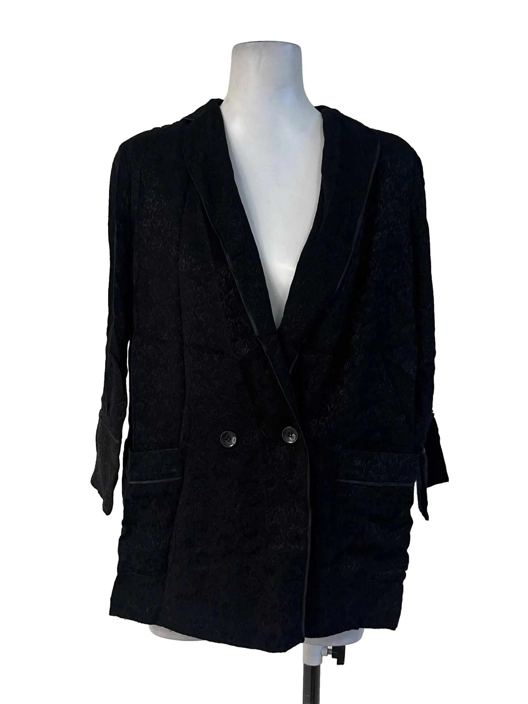 Black Textured Abstract Blazer
