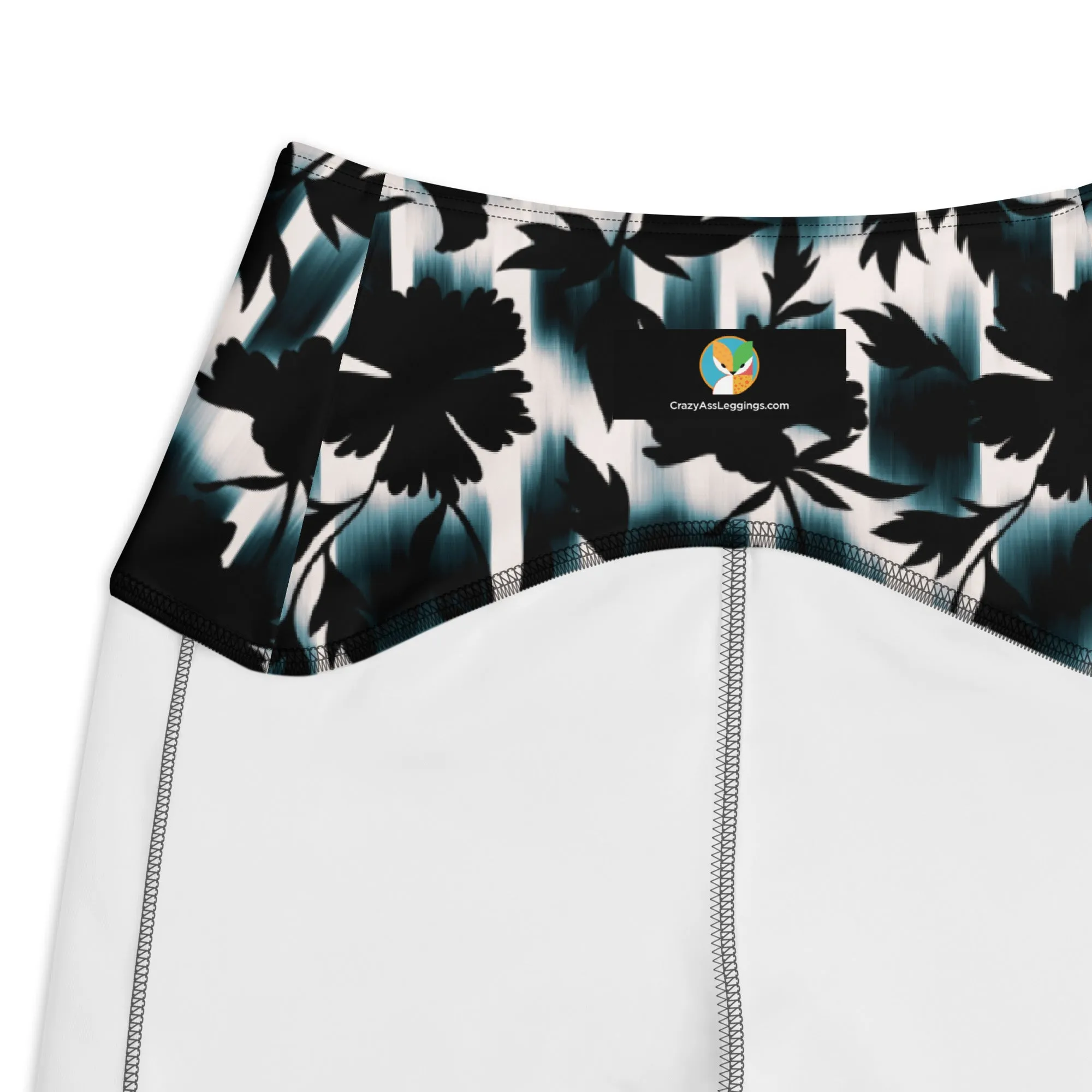 Black White and Teal Leggings with pockets