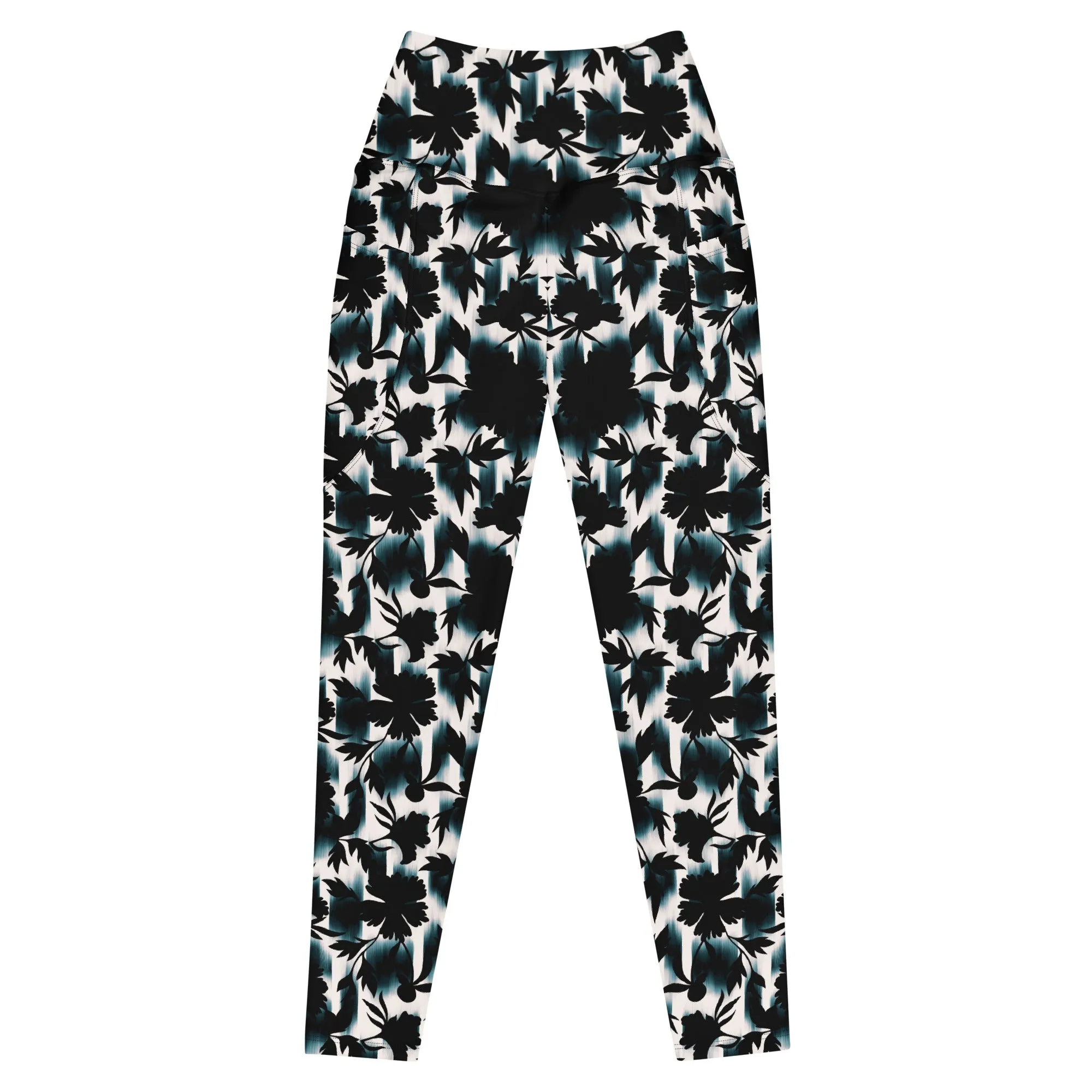 Black White and Teal Leggings with pockets