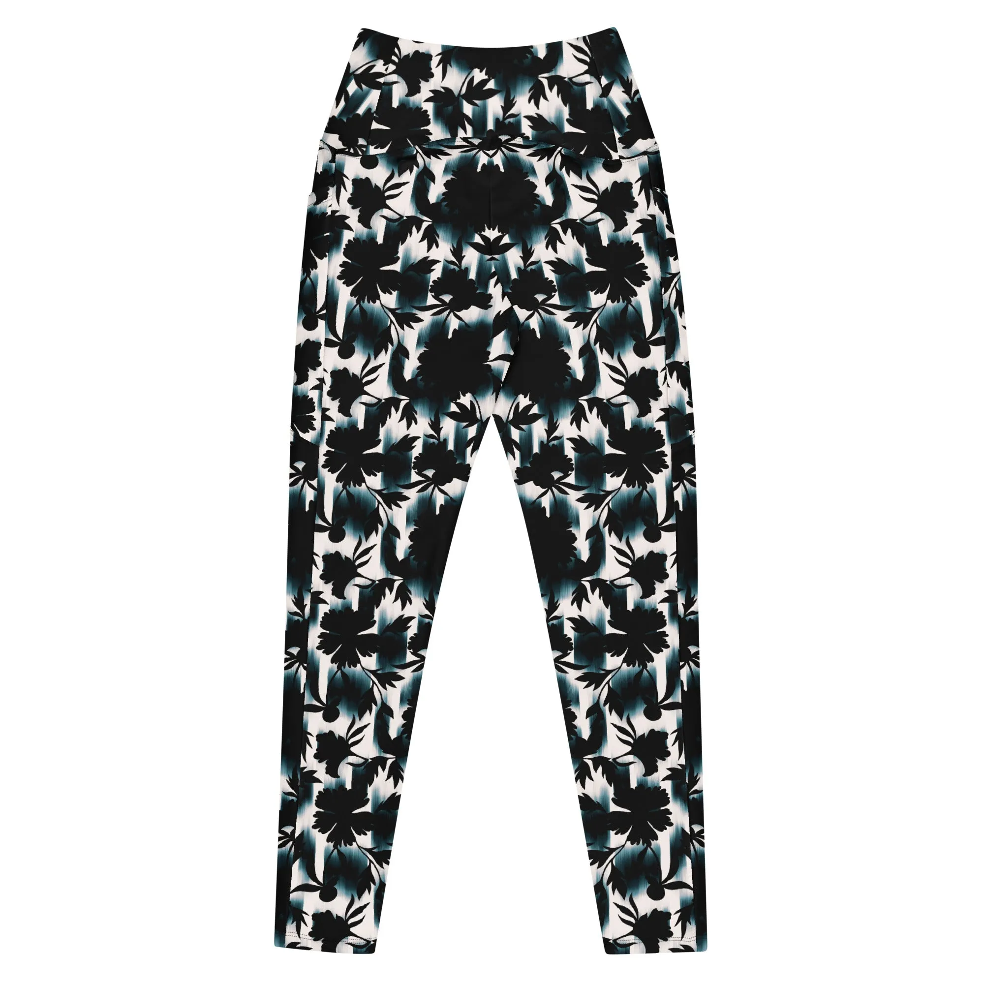 Black White and Teal Leggings with pockets