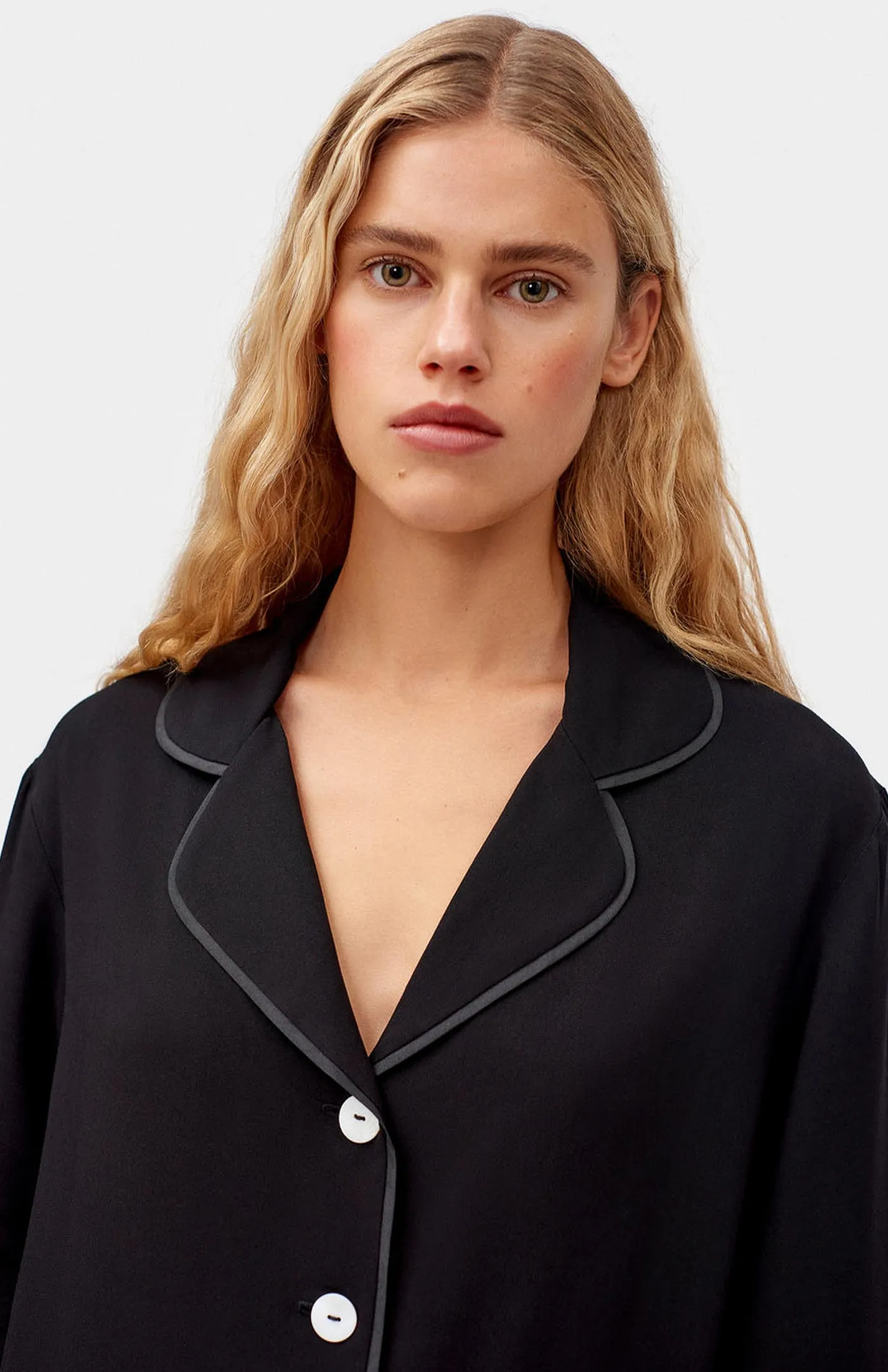 Blackout Bliss | Black Feather Satin Loungewear Set