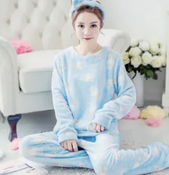 Blue 2 Piece Cartoon Printed Sleepwear set