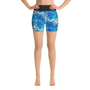 Blue Butterflies - Yoga Shorts