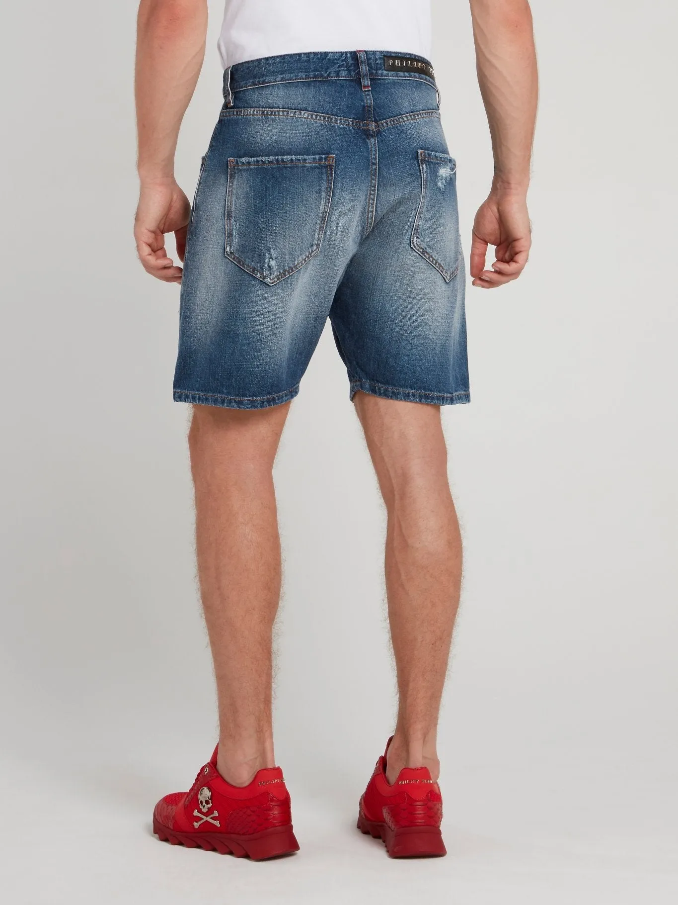 Blue Distressed Bermuda Shorts