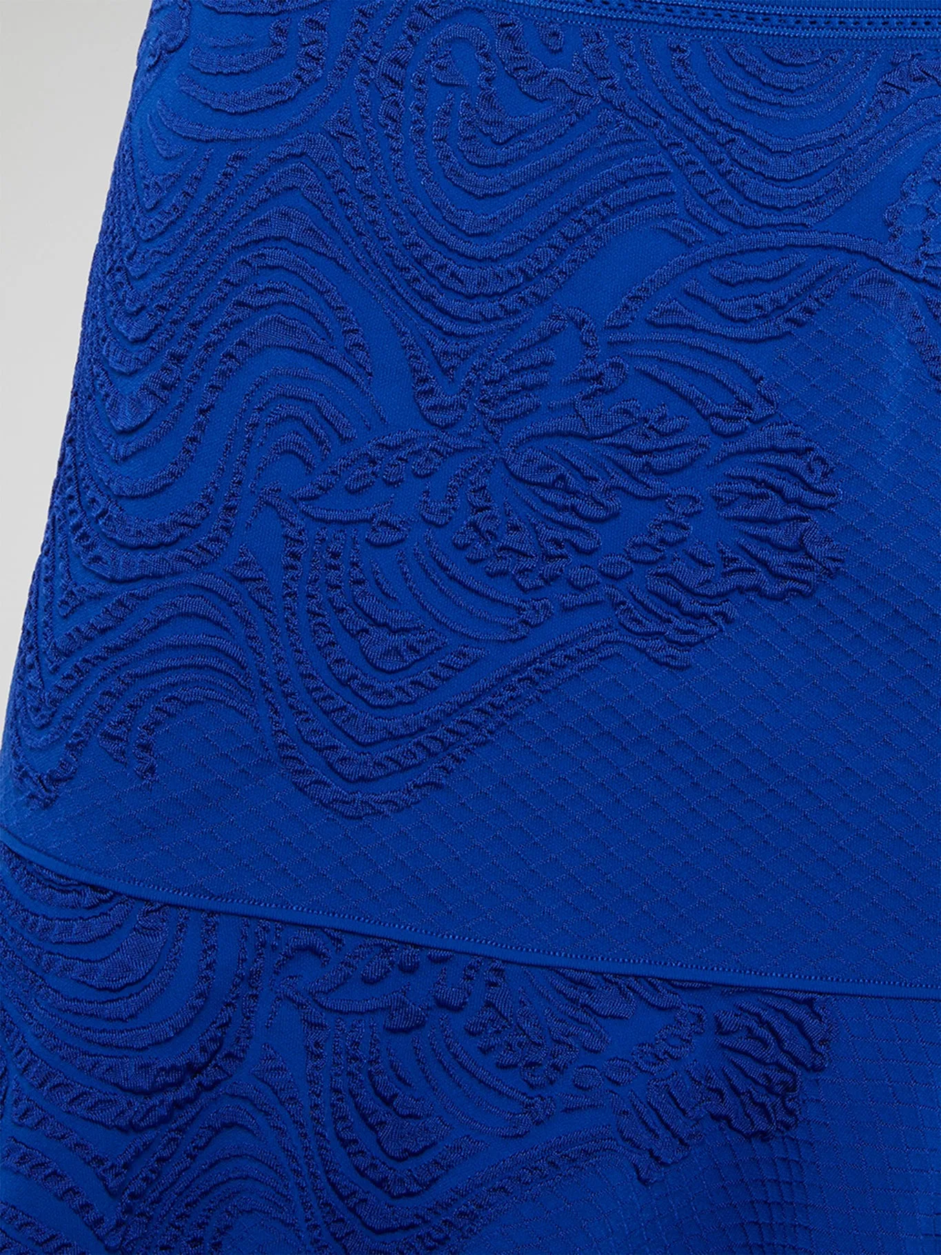Blue Embroidered Flared Skirt