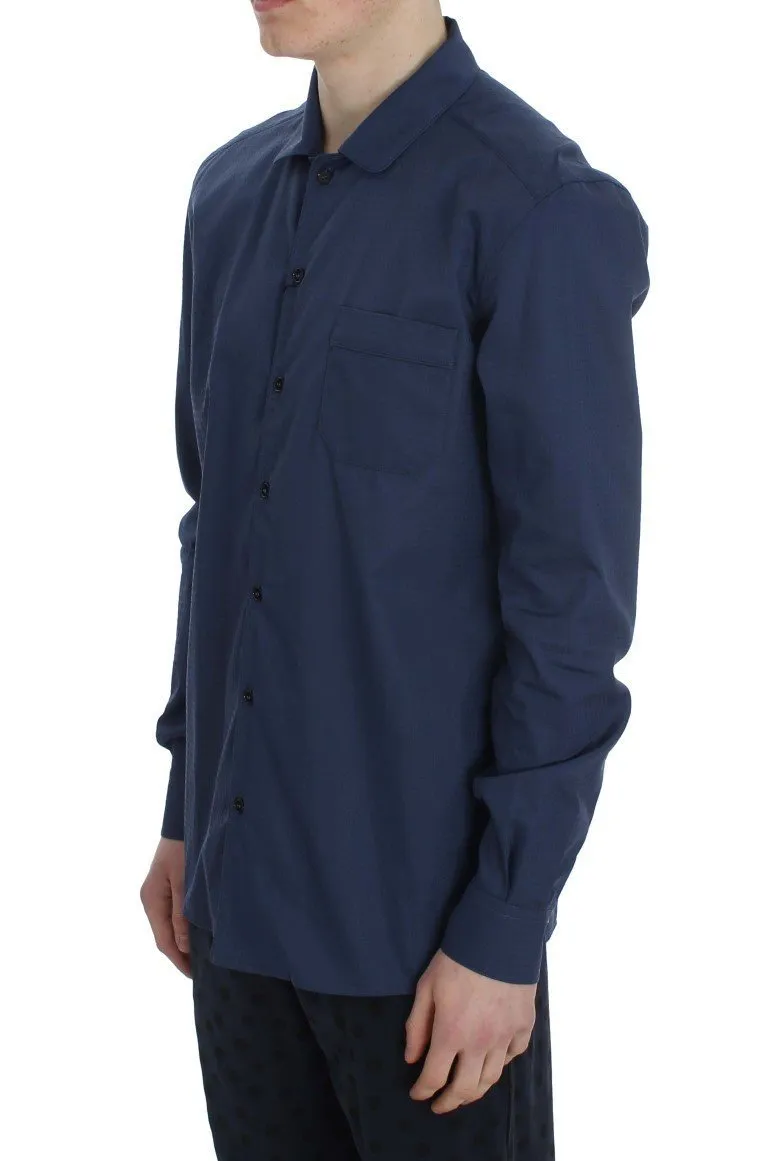Blue Polka Cotton Pajama Lounge Shirt