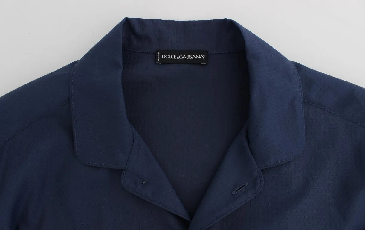 Blue Polka Cotton Pajama Lounge Shirt