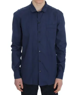 Blue Polka Cotton Pajama Lounge Shirt