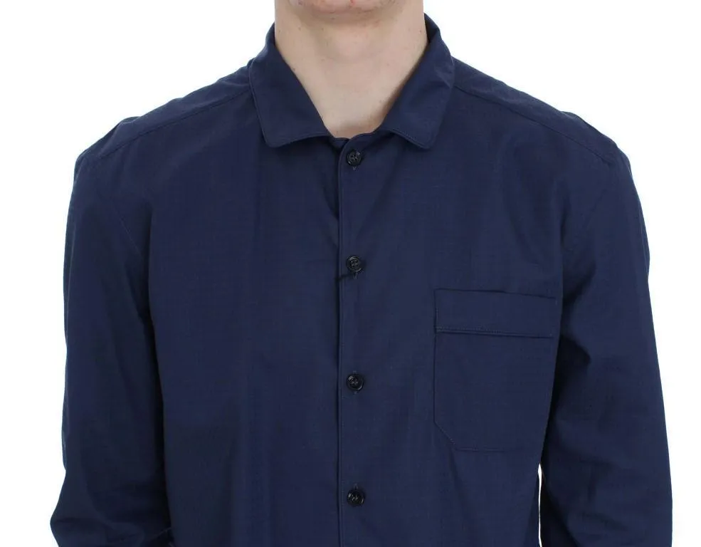 Blue Polka Cotton Pajama Lounge Shirt