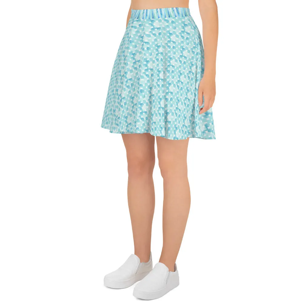 Blue Watercolor Bubbles - Skater Skirt