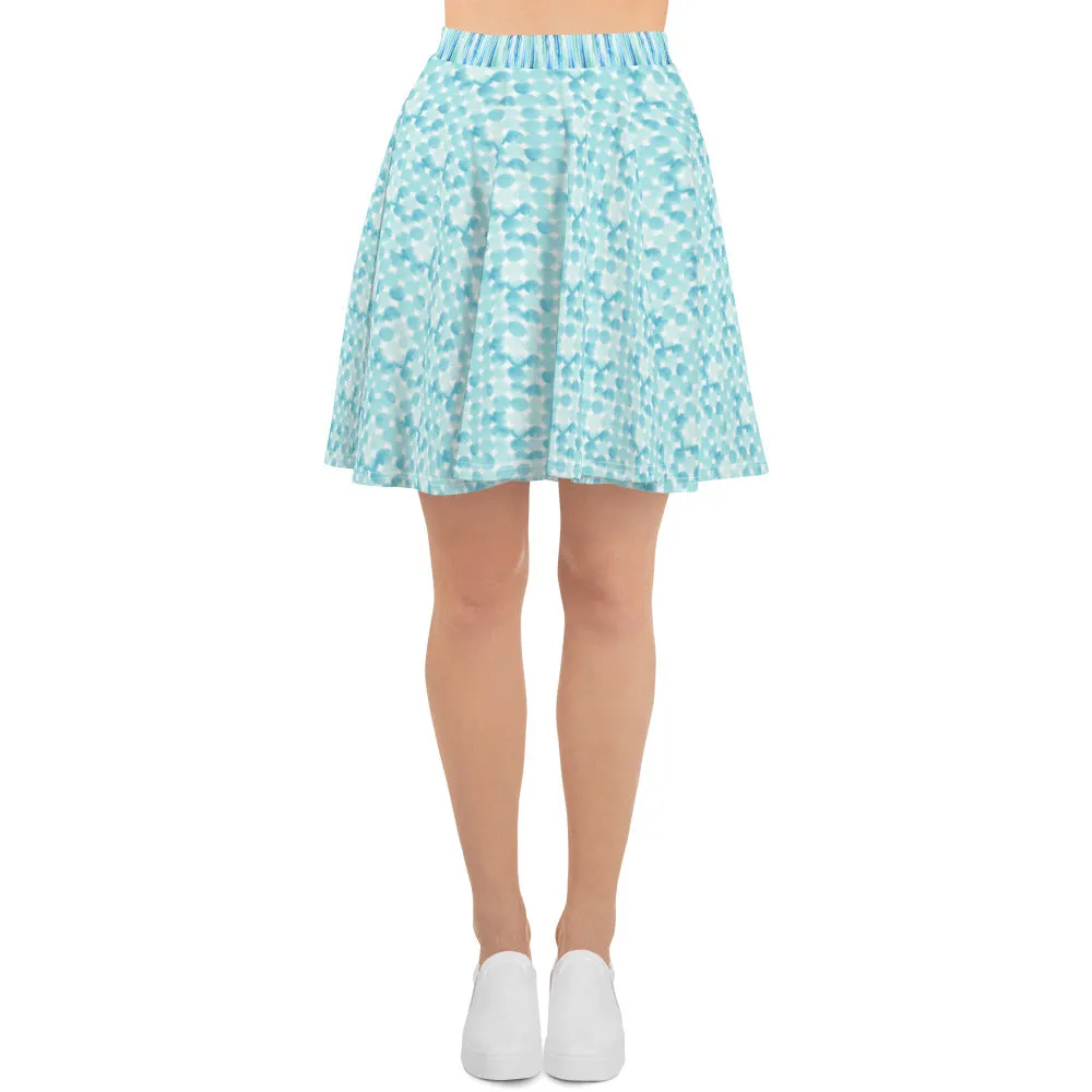 Blue Watercolor Bubbles - Skater Skirt