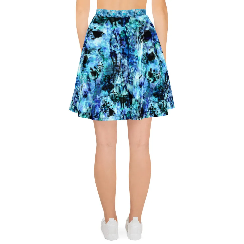Blue Watercolor Splash - Skater Skirt