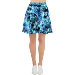Blue Watercolor Splash - Skater Skirt