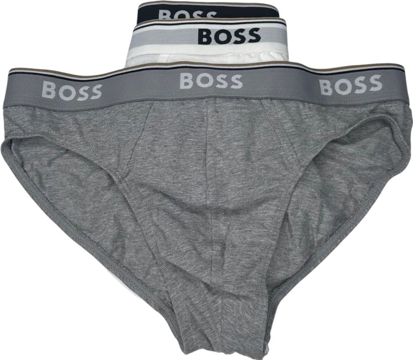 BOSS Multicoloured Three-pack Of Stretch-cotton Briefs With Logo Waistbands UK M