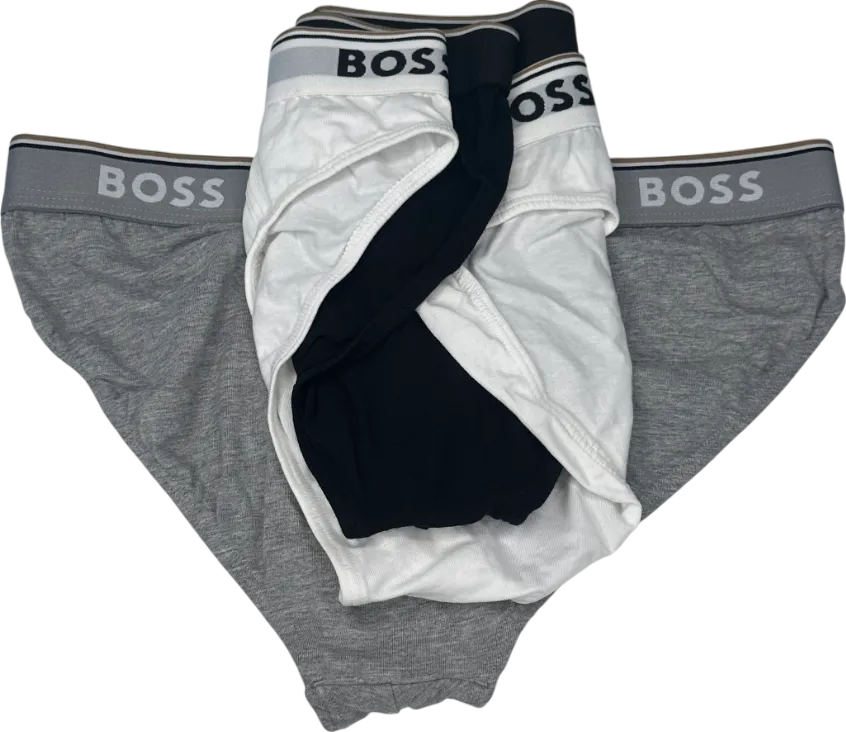 BOSS Multicoloured Three-pack Of Stretch-cotton Briefs With Logo Waistbands UK M