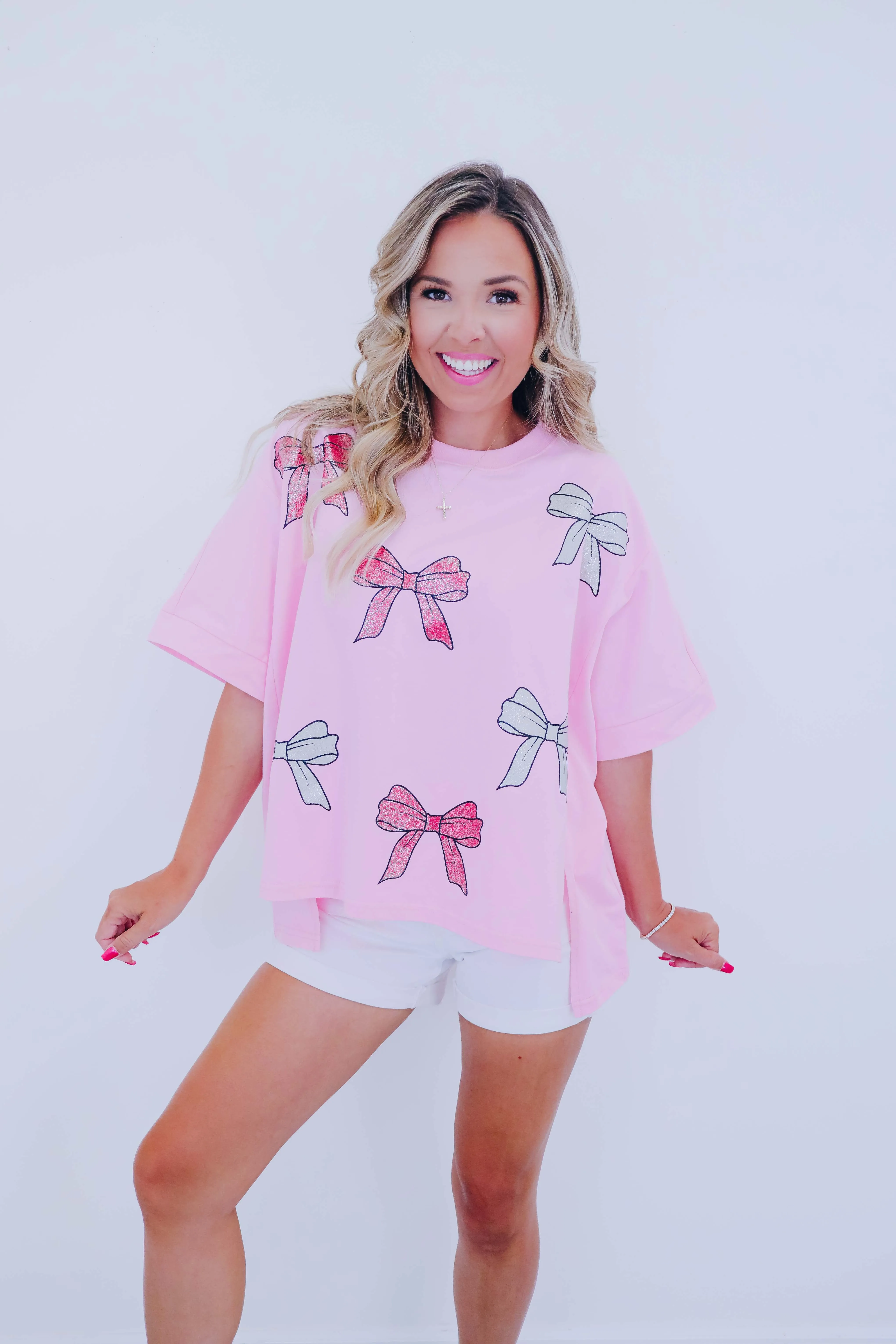 Bow Glitter Graphic Tee - 2 Colors