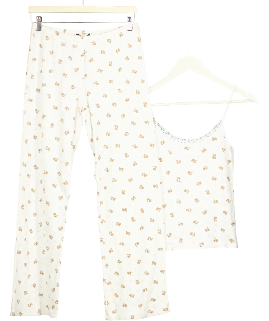Brandy Melville White Keira Teddy Bear Pants   Teddy Lace Tank UK 10