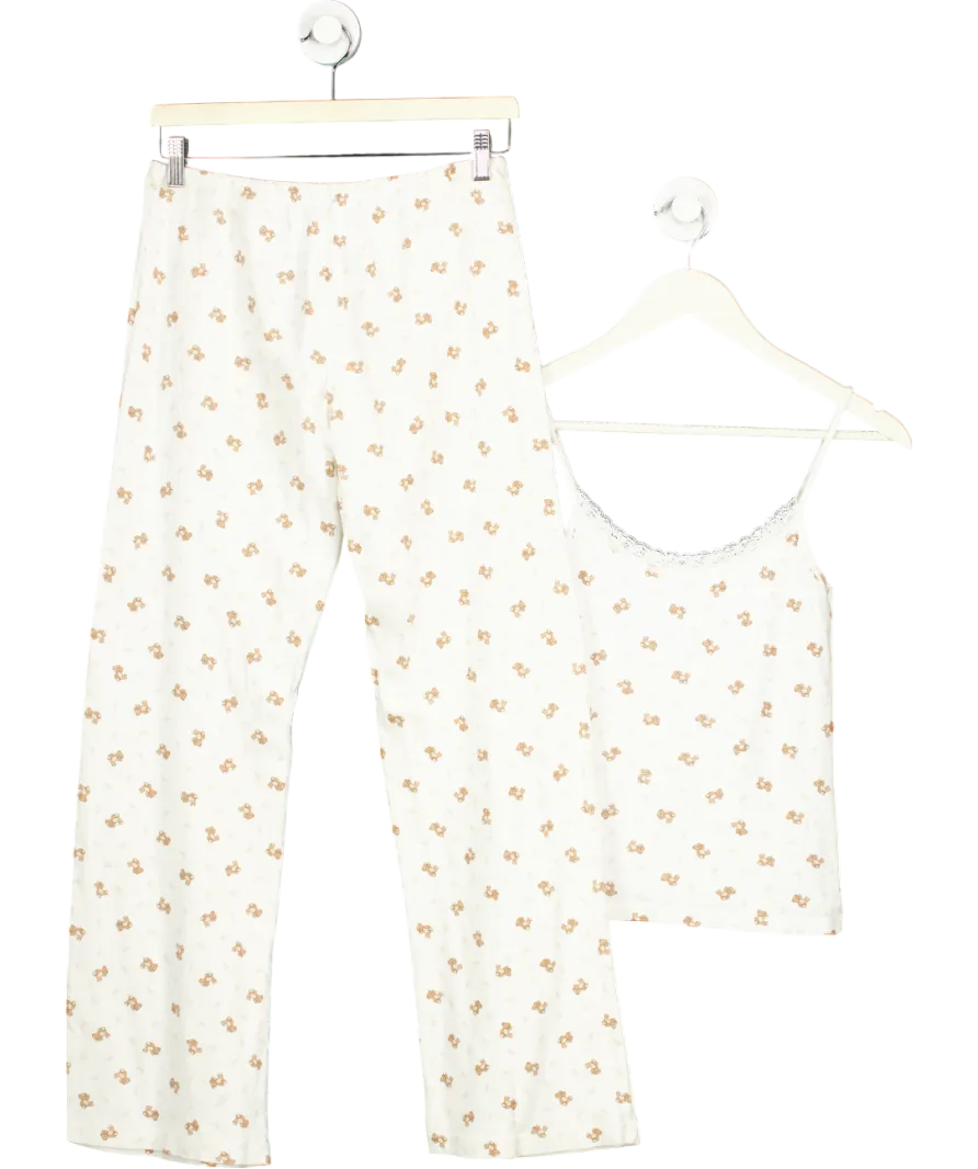 Brandy Melville White Keira Teddy Bear Pants   Teddy Lace Tank UK 10